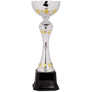 Silver/Gold 10 3/4" Completed Metal Cup Trophy on Plastic Base