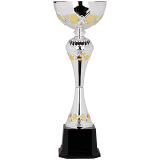 16" Silver/Gold Completed Metal Cup Trophy on Plastic Base