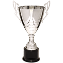 Silver 16 3/4" Completed Metal Cup Trophy on Plastic Base