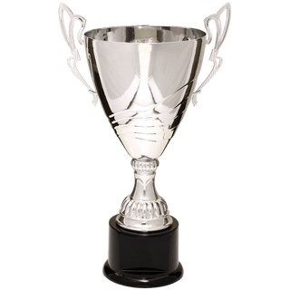 Silver 16 3/4" Completed Metal Cup Trophy on Plastic Base