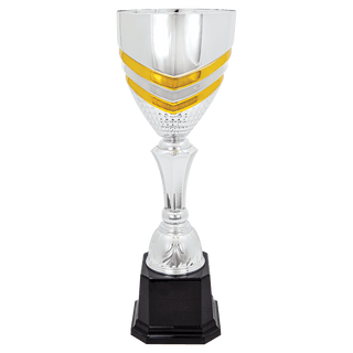 15" 15" Completed Metal Cup Trophy on Plastic Base