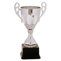 Silver 11" Completed Metal Cup Trophy on Plastic Base