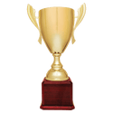 Gold Completed Metal Cup Trophy on Rosewood Royal 2 22" Piano Finish Base