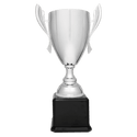 Silver Completed Metal Cup Trophy on Black Royal 2 22" Piano Finish Base
