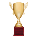 Gold Completed Metal Cup Trophy on Rosewood Royal 2 26 1/2" Piano Finish Base