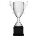 Silver Completed Metal Cup Trophy on Black Royal 2 26 1/2" Piano Finish Base