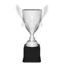 Silver Completed Metal Cup Trophy on Black Royal 24 3/4" Piano Finish Base