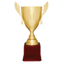 Gold Completed Metal Cup Trophy on Rosewood Royal 26 1/2" Piano Finish Base