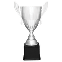 Silver Completed Metal Cup Trophy on Black Royal 26 1/2" Piano Finish Base