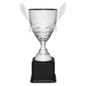 Silver Completed Metal Cup Trophy on Black Royal 21" Piano Finish Base