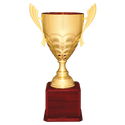 Gold Completed Metal Cup Trophy on Rosewood Royal 23 1/2" Piano Finish Base