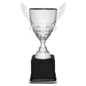 Silver Completed Metal Cup Trophy on Black Royal 23 1/2" Piano Finish Base