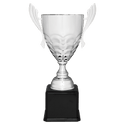 Silver Completed Metal Cup Trophy on Black Royal 25 1/4" Piano Finish Base