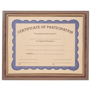 13" x 10 1/2" Cherry Finish Slide-in Plaque w/ 8 1/2" x 11" Frame