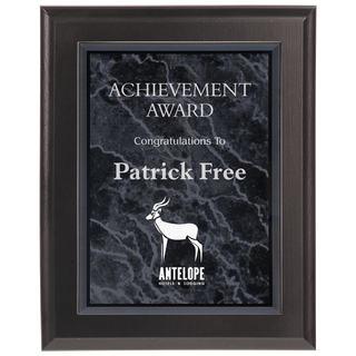 Large Solid Matte Black Plaque with Black Marble Acrylic Plaque Plate