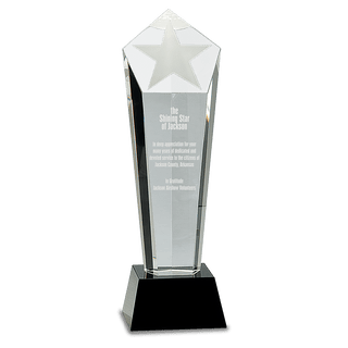 11 3/4" Crystal Frosted Star Column on Black Pedestal Base