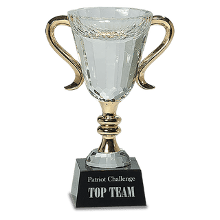 7 1/4" Crystal Cup with Gold Handles and Stem