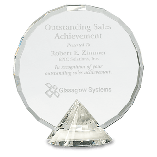 6 1/2" Clear Round Crystal on Clear Diamond Base