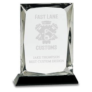 7" Clear Crystal Rectangle on Black Base