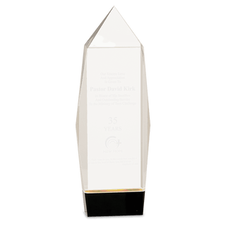 10" Clear Crystal Facet Rectangle on Black Base
