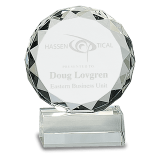5 1/4" Round Facet Crystal on Clear Pedestal Base