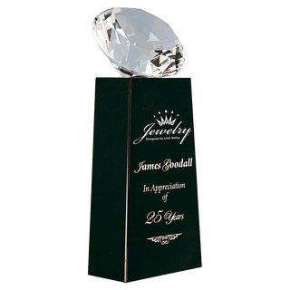 Black 7 3/4" Crystal Diamond on Crystal Pedestal