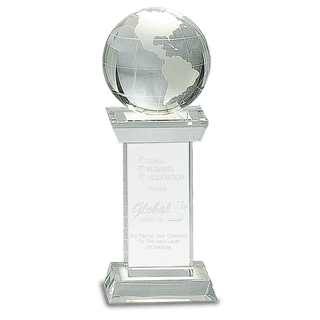 8" Crystal Globe on Clear Tower
