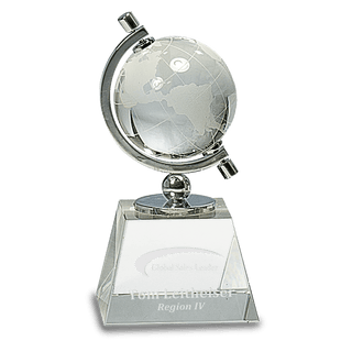 Clear 6" Crystal Spinning Globe on Base