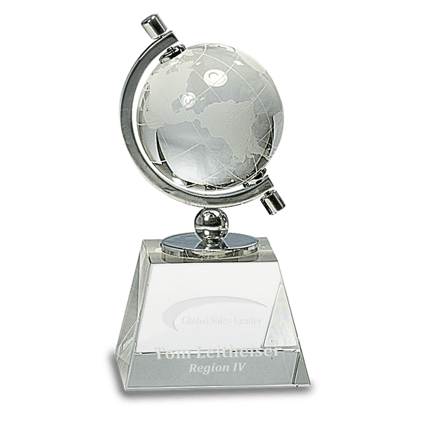 Clear 6" Crystal Spinning Globe on Base