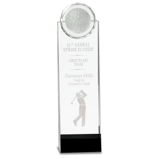11 1/4" Clear/Black Crystal Standup with 3D Golfer
