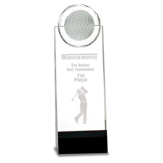 9 1/2" Clear/Black Crystal Standup with 3D Golfer