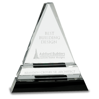 6 1/2" Clear Crystal Triangle on Black Crystal Pedestal Base