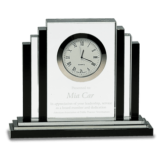 6" Clear Crystal with Clock and Black Crystal Trim