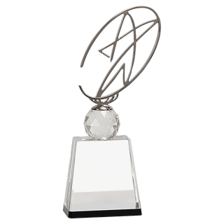 11" Clear/Black Crystal Award with Silver Metal Oval Star