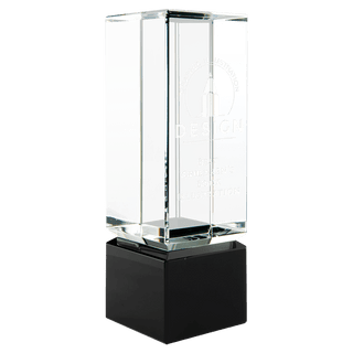 2 1/4" x 7" Clear Crystal Block on Black Crystal Base