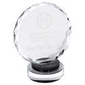 Black & Clear 7" Round Facet Crystal on Round Base