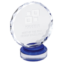Blue & Clear 7" Round Facet Crystal on Round Base