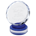 Blue & Clear 6" Round Facet Crystal on Round Base