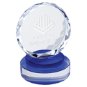 Blue & Clear 5" Round Facet Crystal on Round Base