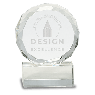 Clear 5" Round Facet Crystal on Pedestal Base