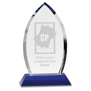 10" Crystal Oval on Blue Pedestal Base