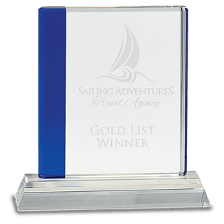 Blue Edge Crystal on Clear 7 1/4" Base