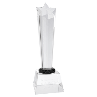 Clear 10" Crystal Rising Star with Base