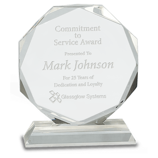 6" Clear Crystal Octagon on Clear Pedestal Base