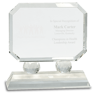 Clear 6" Rectangle Crystal on Pedestal Base