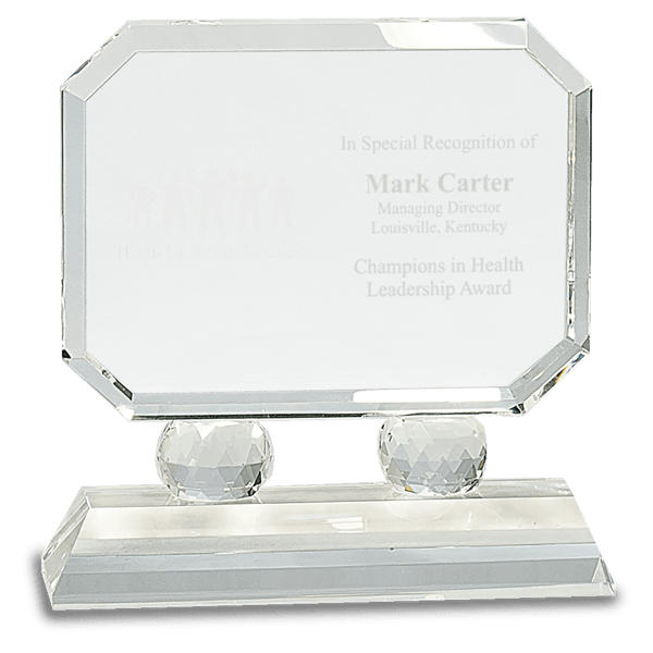 Clear 6" Rectangle Crystal on Pedestal Base