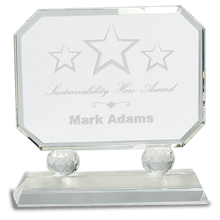 7" Rectangle Crystal on Clear Pedestal Base
