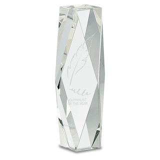8" Clear Crystal Facet Tower