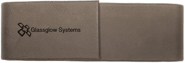 Gray 6 1/2" x 2" Laserable Leatherette Double Pen Case