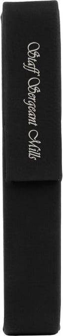 Black/Silver 6 1/2" x 1" Laserable Leatherette Single Pen Case